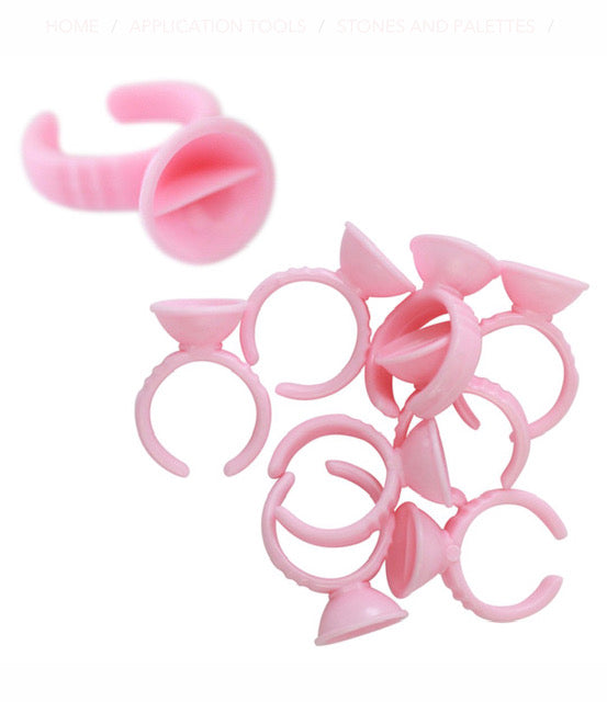 Pink Eyelash Extension Glue Rings (100pcs)